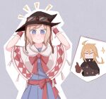  1boy 1girl adapted_costume alice_margatroid genderswap genderswap_(ftm) goggles goggles_on_headwear hat kirisame_marisa kiryuu_soma sparkle thumbs_up touhou witch_hat 