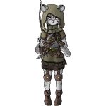  1:1 alpha_channel anthro archer armor bow_(weapon) dagger digital_media_(artwork) felid feline female hair looking_at_viewer mammal melee_weapon pantherine pixel_(artwork) ranged_weapon red_eyes snow_leopard solo weapon white_hair 