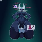  &lt;3 &lt;3_eyes ambiguous_gender anthro arthropod averag3artist bodily_fluids breasts breath_cloud butt_from_the_front duo featureless_breasts female genitals green_background grey_body hand_on_hip hollow_knight hornet_(hollow_knight) imminent_sex insect navel nude pussy question_mark simple_background speech_bubble sweat sweatdrop team_cherry text the_knight_(hollow_knight) thick_thighs thigh_gap white_body wide_hips 
