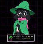  animal_genitalia anthro balls blush bodily_fluids bovid caprine clothing cum cum_on_penis deltarune dialogue eyewear genital_fluids genitals glasses goat green_clothing green_hat green_headwear green_robes hat headgear headwear hi_res male mammal penis pink_scarf ralsei scarf sheath solo undertale_(series) wizard_hat xenoyia_(artist) 