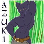  3d_(artwork) abs anthro azuki_(fortnite) black_body clothed clothing digital_media_(artwork) domestic_cat epic_games felid feline felis fizzyjay fortnite fur hi_res looking_at_viewer male mammal muscular muscular_anthro muscular_male pecs scar simple_background solo 