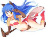  1girl animal_ears bangs bikini bikini_top_only blue_hair blush boots brown_capelet brown_gloves capelet cat_ears commentary_request elbow_gloves emurin flat_chest full_body gloves heterochromia holding holding_staff long_hair looking_at_viewer mage_(ragnarok_online) midriff navel open_mouth outline pelvic_curtain purple_eyes ragnarok_online red_bikini red_footwear red_skirt showgirl_skirt simple_background skirt smile solo staff swimsuit v white_background white_outline yellow_eyes 