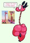  ^_^ armless big_butt black_ears black_feet black_horn butt eyes_closed female flowsie giraffe giraffid happy horn long_neck mammal no_hands one_leg_up pink_body pink_skin raised_leg reference_image smile solo sphere tail thick_thighs vividlope wide_hips 