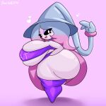  &lt;3 absurd_res anthro banillansfw big_breasts big_butt black_eyes breasts butt clothing female generation_8_pokemon hair hatterene hi_res huge_breasts huge_butt legwear luna_(nikuzi) nintendo pokemon pokemon_(species) purple_background purple_body purple_hair short_stack simple_background solo stockings topwear 