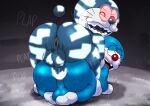  2023 2d absurd_res anal anal_penetration anthro anus balls big_butt blue_body blue_skin bodily_fluids bouncing_balls butt chubby_male collar cum cum_in_ass cum_inside domestic_cat dominant dominant_male doraemon doraemon_(character) duo evil_face felid feline felis genital_fluids genitals hand_on_butt hi_res machine male male/male male_on_top mammal moan nekoni on_top penetration penis robot sex submissive submissive_male tattoo yamitem 