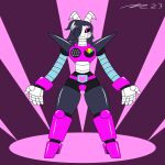  absurd_res alternate_species anthro armor black_hair boss_monster bovid caprine goat hair hi_res horn mac-daddy machine male mammal mettaton mettaton_ex pink_light robot robotic robotic_arm robotic_leg undertale undertale_(series) white_head 