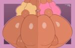  2023 anthro artist_name backsack ball_size_difference balls big_balls big_butt big_ears border brown_balls brown_body brown_fur brown_tail butt dated digital_media_(artwork) duo frumples fur generation_4_pokemon genitals glistening glistening_body huge_butt lopunny male male/male multicolored_body multicolored_fur nintendo nude outline pink_body pink_fur pokemon pokemon_(species) presenting presenting_balls presenting_hindquarters purple_background purple_border purple_outline rear_view scut_tail shiny_pokemon short_tail simple_background standing tail take_your_pick tan_body tan_fur thick_thighs wide_hips 