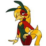  absurd_res anthro avian beak bird bunny_costume chrysolophus clothed clothing costume crossdressing feathers flat_chested galliform glori_gamebird golden_pheasant hair hi_res long_hair long_tail phasianid red_body red_feathers tail yellow_beak yellow_body yellow_feathers 