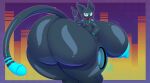  2023 808_(hi-fi_rush) absurd_res anthro bethesda_softworks big_breasts big_butt black_body breasts butt collar digital_media_(artwork) domestic_cat felid feline felis female fur hi-fi_rush hi_res huge_breasts huge_butt huge_thighs hyper hyper_breasts hyper_butt hyper_hips hyper_thighs looking_at_viewer machine mammal nipples nude paws robot simple_background smile solo tail thiccbuns thick_thighs whiskers 
