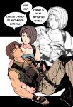  blue_eyes blue_shirt brown_hair carlos_oliveira green_shirt highres jill_valentine resident_evil resident_evil_3:_nemesis shirt sleeveless 