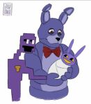  2023 2d_(artwork) animatronic anthro artist_logo baby blue_body bonnie_(fnaf) bow_tie crossover father_(lore) father_and_child_(lore) father_and_son_(lore) five_nights_at_freddy&#039;s grin group holding_baby humanoid illwonil_(artist) jax_(the_amazing_digital_circus) lagomorph leporid logo long_ears machine male male/male mammal parent_(lore) parent_and_child_(lore) parent_and_son_(lore) purple_body purple_eyes rabbit robot scottgames simple_background smile son_(lore) the_amazing_digital_circus trio what what_has_science_done white_background why william_afton_(fnaf) young 