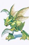  bbibebe highres insect_wings no_humans open_mouth pokemon pokemon_(creature) scyther shadow simple_background solo standing white_background wings 