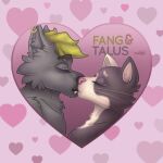  &lt;3 anthro canid canine canis domestic_cat duo felid feline felis female hi_res kiss_on_lips kissing love male male/female mammal naoto romantic romantic_couple wolf 