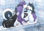  2023 abs anthro anthro_on_anthro bathing bathing_together bathtub biceps black_body black_fur black_nose blush bodily_fluids bubble bubble_bath butt canid canine canis chief_gilbert cum cum_from_ass cum_in_ass cum_inside digital_media_(artwork) domestic_dog duo father_(lore) father_and_child_(lore) father_and_son_(lore) french_kissing frottage fur genital_fluids genitals humanoid_genitalia humanoid_penis husky incest_(lore) inside intraspecies kissing male male/male mammal muscular muscular_anthro muscular_male nordic_sled_dog nude open_mouth open_smile parent_(lore) parent_and_child_(lore) parent_and_son_(lore) partially_submerged pecs penis purple_body purple_fur saliva sergei_garrison sex smile son_(lore) spitz tail teeth tongue tongue_out water wet white_body white_fur 