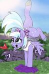  absurd_res anus_outline bottomwear butt cheerleader clothing cutie_mark equid equine female feral hasbro hi_res mammal my_little_pony panties pegasus pom_poms public skirt solo_focus t72b underwear upside_down wings 