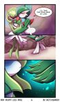  absurd_res blush cave comic embrace female gallade gardevoir generation_3_pokemon generation_4_pokemon glowing grace_(gardevoir) group hi_res hug humanoid joy_(ralts) kirlia kissing light male nintendo noble_(gallade) pokemon pokemon_(species) ralts reaching reaching_out rock serenity_(kirlia) shadow sketchygarden text 