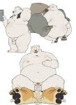  2023 absurd_res anal anthro balls bear belly big_belly big_butt bodily_fluids butt cum ejaculation erection genital_fluids genitals hi_res kemono male male/male mammal moobs navel nipples overweight overweight_male penis polar_bear quanjiang sex sitting small_penis ursine white_body 