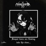  1girl album_cover album_name asymmetrical_bangs band_shirt black_metal blackletter breasts claw_pose collarbone commentary cover cross dark dark_background darkthrone english_text eyes_visible_through_hair facepaint fangs fingernails framed greyscale grin group_name hair_ornament hairclip heavy_metal highres ijiranaide_nagatoro-san inverted_cross jacket lapels large_breasts logo long_hair long_sleeves looking_at_viewer mace merchandise monochrome nagatoro_hayase nail_polish nargaroth_(band) notched_lapels open_clothes open_jacket open_mouth outside_border overall-picture-7542 palms pentacle polearm print_shirt sanpaku scythe shirt signature smile solo spear spiked_mace spikes t-shirt teeth tsurime upper_body weapon 