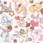  animal_focus asakoline blue_eyes bright_pupils brown_eyes chocolate chocolate_covered closed_eyes closed_mouth dot_nose eevee espeon flareon forehead_jewel glaceon heart jolteon leafeon licking_lips licking_self no_humans one_eye_closed open_mouth pawpads pokemon pokemon_(creature) purple_eyes red_eyes smile split_tail star_(symbol) striped striped_background sylveon tongue tongue_out umbreon vaporeon white_pupils 