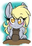  2023 amber_eyes blonde_hair blush blush_lines brown_penis chest_tuft derpy_hooves_(mlp) digital_drawing_(artwork) digital_media_(artwork) equid equine eye_through_hair eyebrow_through_hair eyebrows eyelashes fellatio female feral friendship_is_magic fur genitals grey_body grey_fur hair hasbro hi_res hooves looking_at_viewer male male/female mammal medial_ring my_little_pony offscreen_male oral pegasus penile penis pov_blowjob sex shinkaku solo translucent translucent_hair tuft wings 