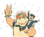  black_tie_(suit) bow_tie clothing cousineggplant duo facial_hair human koopa luigi male male/male mammal mario_bros married married_couple mustache nintendo petals romantic romantic_couple scalie size_difference smile suit 