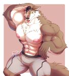  2023 abs anthro barazoku biceps big_muscles biped blep bottomwear brown_body brown_fur bulge canid canine canis clothed clothing digital_media_(artwork) ear_piercing epic_games eyebrows fortnite fur furgonomic_headwear furgonomics hat headgear headwear hi_res male mammal muscular muscular_anthro muscular_male muscular_thighs navel orange_sclera pecs piercing quads scar shorts smile solo tan_body tan_fur thick_thighs tongue tongue_out topless vein veiny_muscles wendell_(fortnite) wolf yongdasom 