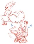  4_fingers absurd_res aggretsuko anthro big_tail canid canine cellphone clothing concepts crouching fenekko fennec fingers fox hi_res huge_tail long_ears lying mammal nude on_front paws phone sanrio sketch tail text wastedtimeee 
