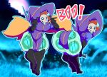 2023 ambiguous_gender anthro bent_over big_butt blue_eyes blue_tongue bone boots braixen butt clothing detailed_background digital_media_(artwork) english_text footwear generation_6_pokemon gloves green_body hair handwear hat headgear headwear hi_res high_heeled_boots high_heels knee_highs legwear looking_at_viewer lucas_(pokebraix) multiple_images nintendo no_pupils open_mouth open_smile orange_hair pokebraix pokemon pokemon_(species) robe skull skull_head smile solo standing tail text thick_thighs three-quarter_view tongue translucent translucent_body undead wide_hips wizard_hat 