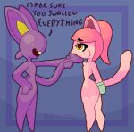  alien animated anthro big_ears cuff_(restraint) delta_(grossdice) digital_media_(artwork) duo eating_feces feces feces_on_face felid feline female female/female force_feeding forced grossdice hair hi_res intersex intersex/female mammal neck_bulge pink_body pink_hair pipelining pixel_(artwork) pixel_animation purple_body restraints scat shackles smile speech_bubble tail text vicky_(grossdice) yellow_eyes 