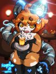  accessory alcohol anthro background_character beverage bunny_costume chest_tuft clothing costume cricetid electricity embarrassed female glowing glowing_ears guru_(space_leaper) hair_accessory hamster hi_res legwear mammal outlet regal_phantom rodent serving solo space_leaper:cocoon thick_thighs thigh_highs tuft 