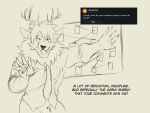  absurd_res anthro ask_blog deer hi_res it&#039;s_always_sunny_in_philadelphia line_art male mammal meme pepe_silvia_(meme) sketch solo zourik zourik_(zourik) 