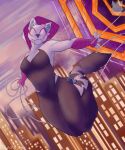  anthro canid canine canis city city_background clothing cosplay female leyla_katzend mammal marvel portal solo spider-gwen spider-man_(series) spiderverse suit suiting swinging taylor&#039;s_lair wolf 