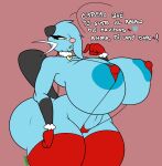  &lt;3 anthro armwear bell bell_collar big_breasts big_butt bikini blue_body blue_hair blue_nipples breasts butt christmas clothing collar dewott esmeralda_(riku9797) female generation_5_pokemon genitals hair holidays huge_breasts huge_butt legwear micro_bikini nintendo nipples pokemon pokemon_(species) pussy riku9797 solo spanish_text stockings swimwear tail text thick_thighs whiskers yellow_eyes 