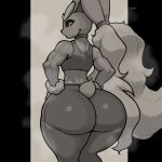  anthro big_butt black_sclera butt clothed clothing female freepancakes generation_4_pokemon hi_res huge_butt looking_back lopunny nintendo pokemon pokemon_(species) solo thick_thighs 