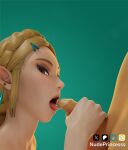  duo elf eye_contact female genitals handjob hi_res humanoid licking looking_at_another male male/female nintendo not_furry nudeprincesss oral penile penis penis_lick princess_zelda sex the_legend_of_zelda tongue tongue_out 