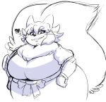  &lt;3 anthro big_breasts big_tail breasts canid canine clothed clothing ehime_(hotcakehound) female fluffy fluffy_tail fox hair hotcakehound looking_at_viewer mammal overweight overweight_female sharp_teeth smile solo tail teeth whiskers 
