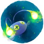  animal_focus chinchou cross-shaped_pupils glowing highres lkayal no_humans one-hour_drawing_challenge open_mouth pokemon pokemon_(creature) round_image signature symbol-shaped_pupils underwater yellow_eyes 