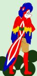  avian bird blue_hair female fur hair hybrid macaw mammal mephitid neotropical_parrot parrot rear_view red_body red_fur skunk tabbiewolf thursday_(tabbiewolf) true_parrot 