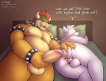 absurd_res anthro anthro_male anus asriel_dreemurr backsack balls bed belly big_pecs big_penis bowser bracelet brown_background butt butt_grab circumcised claws collar duo english_text erection fur furniture genitals grin hair hand_on_butt hi_res holding_penis horn humanoid_genitalia humanoid_penis imminent_sex jewelry looking_back looking_down lying male male/male mario_bros musclegut muscular muscular_anthro muscular_male nintendo nipples nude on_back on_bed on_front pecs penis perineum pillow pillow_grab presenting presenting_hindquarters red_hair scales sharp_teeth simple_background size_difference smile spiked_bracelet spiked_collar spikes spread_anus spreading tan_body teeth tetragon text tongue tongue_out undertale undertale_(series) white_body white_fur yellow_body 