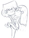  greyscale hand_on_another&#039;s_ass hands_on_another&#039;s_shoulders incest leg_lock leni_loud lifting_person lori_loud monochrome non-web_source siblings sisters the_loud_house wet yuri 