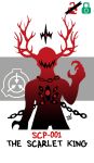  2021 2_horns 5_claws 5_fingers 7_eyes antlers biped black_chain black_crown black_mouth black_sclera black_text broken_lock_symbol chain character_name clawed_fingers claws colored dated digital_drawing_(artwork) digital_media_(artwork) eldritch_abomination english_text eyeless fingers floating_crown front_view gradient_body green_lock_symbol grin hi_res horn horned_humanoid humanoid jagged_mouth lock_symbol logo looking_at_viewer male multi_eye open_mouth portrait raised_arm red_body red_eyes red_horn red_lock_symbol red_text scarlet_king scp_foundation sharp_teeth signature silhouette simple_background smile solo standing teeth text three-quarter_portrait white_background zal-cryptid 