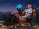  animal_genitalia anthro balls canid canine fox genitals gevual macro magic_user male mammal micro mountain muscular nude outside sheath solo star 