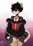  &lt;3 anthro black_hair canid canine canis clothing curled_tail domestic_dog girly hair half-closed_eyes heart_(marking) jacket letterman_jacket male mammal matti_dogcat moucchiato narrowed_eyes shirt simple_background solo tail tank_top topwear white_background 