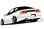  car from_behind mistrail motor_vehicle nissan nissan_180sx no_humans original shadow signature sports_car stance_(vehicle) vehicle_focus white_background 