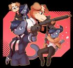  alina_scratch assault_rifle canid canine canis domestic_cat domestic_dog felid feline felis female gun handgun hunting_dog jack_crossman jack_russell_terrier male mammal pistol ranged_weapon rifle russian_blue sonokido suit_and_tie terrier ventura_city_drifters weapon 