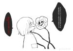  0725akaba 1other chara_(undertale) fangs flower flowey_(undertale) monochrome parted_lips profile shirt simple_background smile translation_request undertale upper_body white_background 