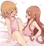  2girls absurdres brown_eyes brown_hair commission foot_out_of_frame highres incest kamiki_uutarou long_hair medium_hair multiple_girls oomuro_hanako oomuro_sakurako panties panties_around_one_leg parted_lips pixiv_commission siblings sisters tongue tongue_out tribadism underwear yuri yuru_yuri 