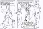  2022 anthro azee_(links) bdsm beating bondage bonding bound canid canine canis chara_(links) cuff_(restraint) cyote farfener female fur hair handcuffed handcuffs happy hungry links mammal metal_cuffs non_color outline predators restraints shiyan sibling sister sisters sketch slave text the_farfener torture whip wolf 