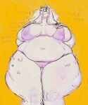  anthro belly bikini bovid breasts bulge caprine clothing female fluffy genitals goat hi_res mammal mature_female mekmarchu mother_(lore) nipples overweight parent_(lore) pussy shy slightly_chubby solo swimwear thick_thighs toriel undertale undertale_(series) underwear 
