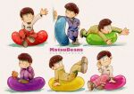  :o amazou bowl_cut brothers cat jumpsuit knees_to_chest leaning_on_object lying male_focus matsuno_choromatsu matsuno_ichimatsu matsuno_jyushimatsu matsuno_karamatsu matsuno_osomatsu matsuno_todomatsu on_stomach osomatsu-san sextuplets siblings simple_background smile 
